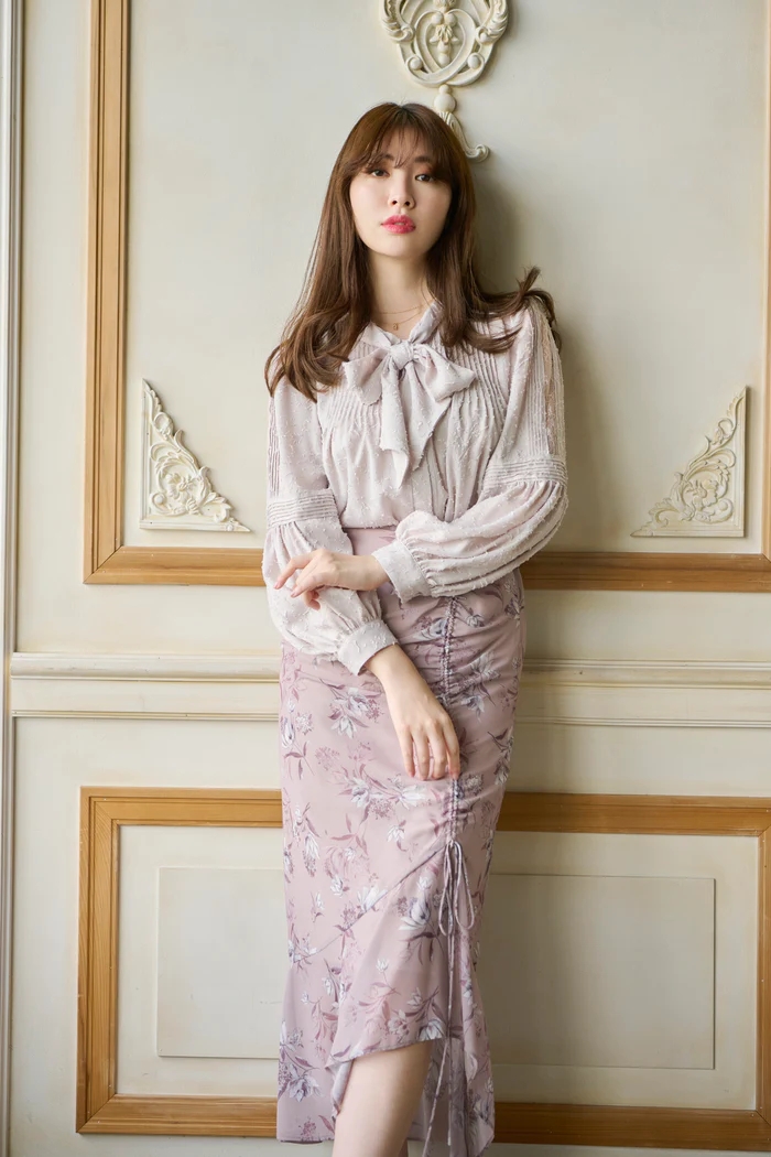 Bow-Tie Lace Trimming Blouse - シャツ/ブラウス(長袖/七分)