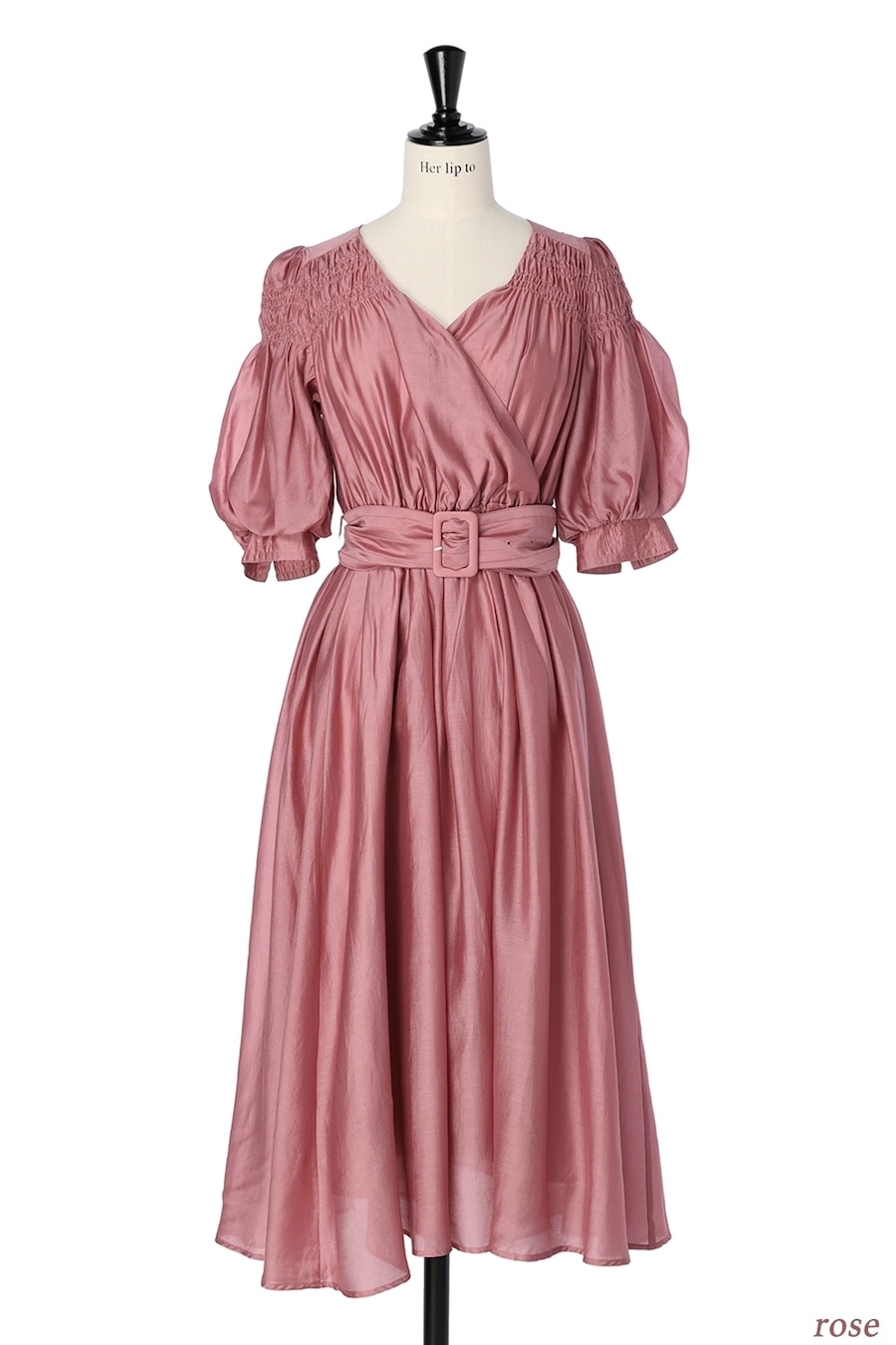 her lip to Airy Volume Sleeve Dress rose