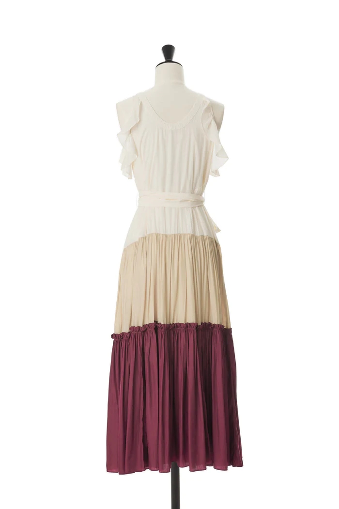 Fubail / Color Blocking Belted Long Dress