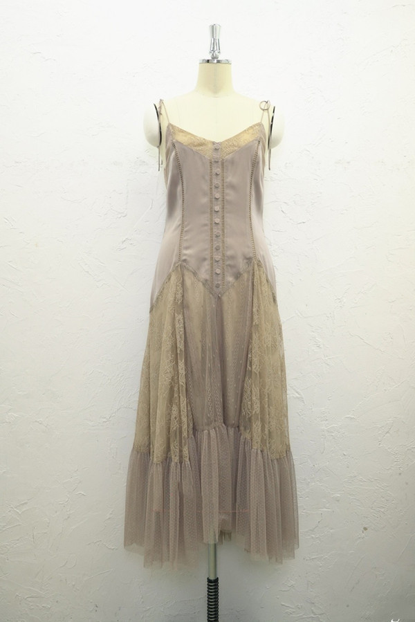 Fubail / Lace-Trimmed Satin Cami Dress
