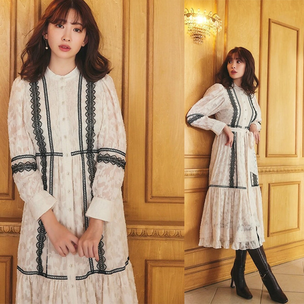 ワンピースherlipto Jacquard Lace Belt Long Dress - ロング ...